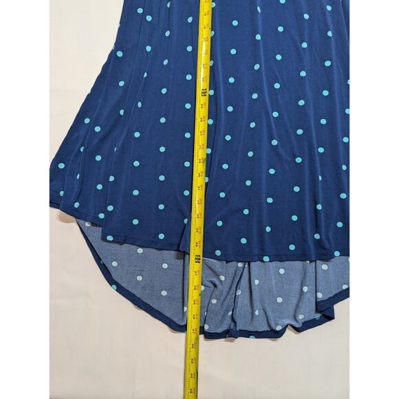 LuLaRoe Carly Midi Blue with Mint Green Polka Dots T-Shirt Dress Size XS - Picture 6 of 7